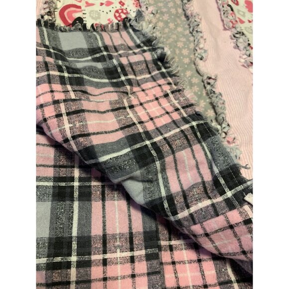 Flannel Baby Blanket 39x47 Pink Animal Print Floral Patchwork Cozy - Picture 5 of 5